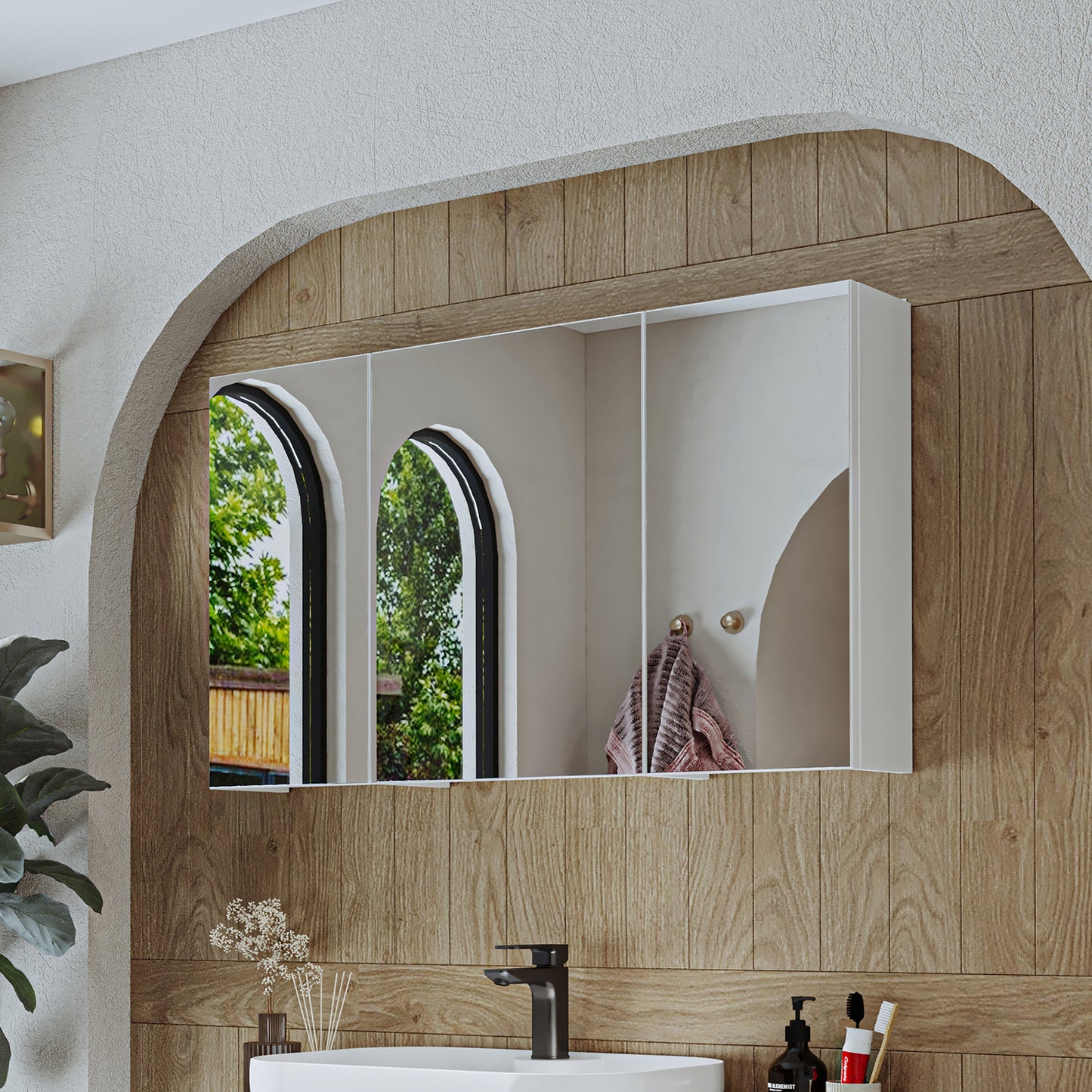 Roomart Badezimmerspiegelschrank "Gusto“ – 75/90/105 cm – in Weiß oder Eiche – moderner Badschrank mit Spiegel
