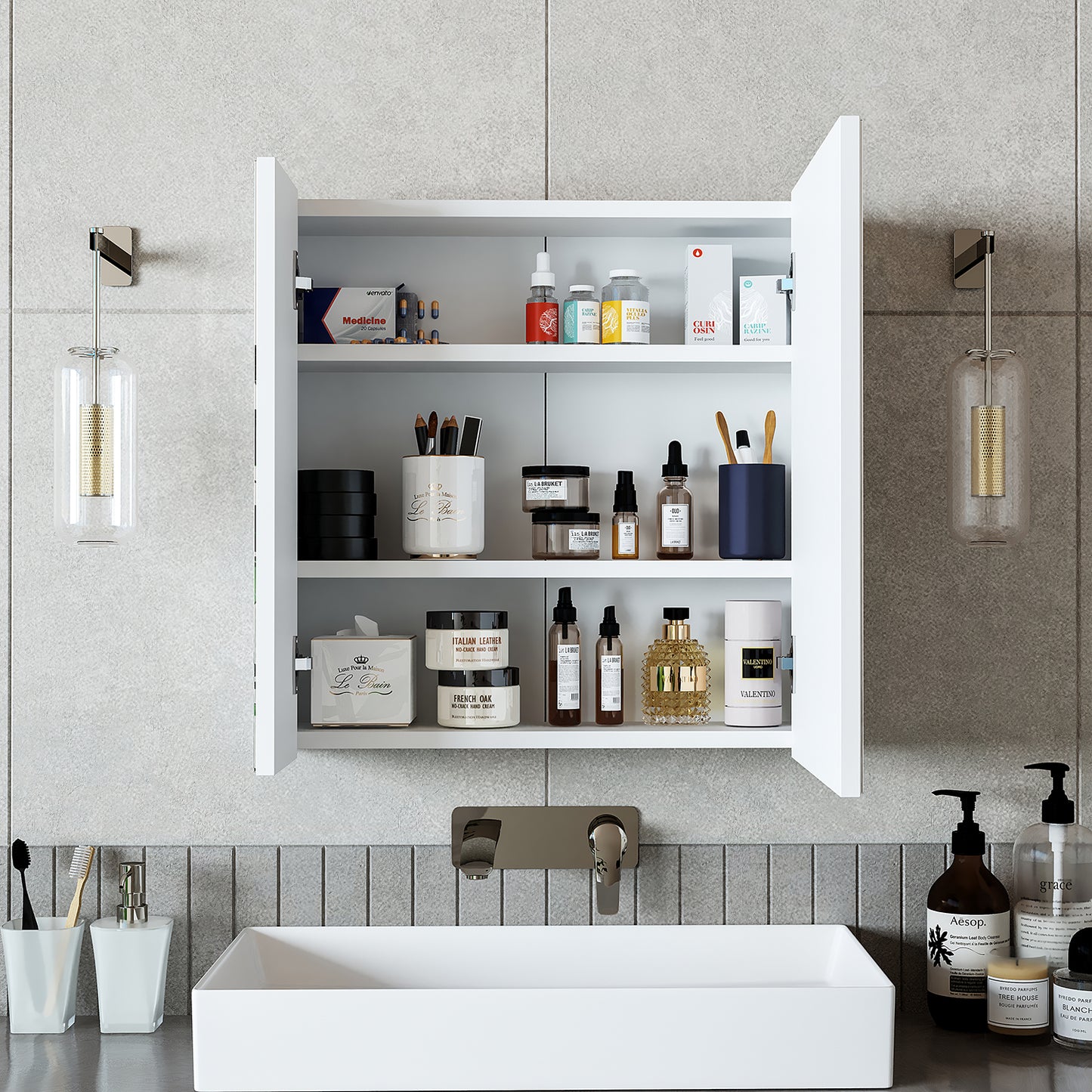 Roomart juego de muebles de baño MELONA 3 piezas, en 4 colores, mueble lavabo 65cm - mueble con espejo - mueble alto- muebles de baño, juego, lavabo, lavabo, baño, muebles, muebles de baño, baño, mueble lavabo, cm, ancho, moderno, lavabo, profundo, con, mueble lavabo