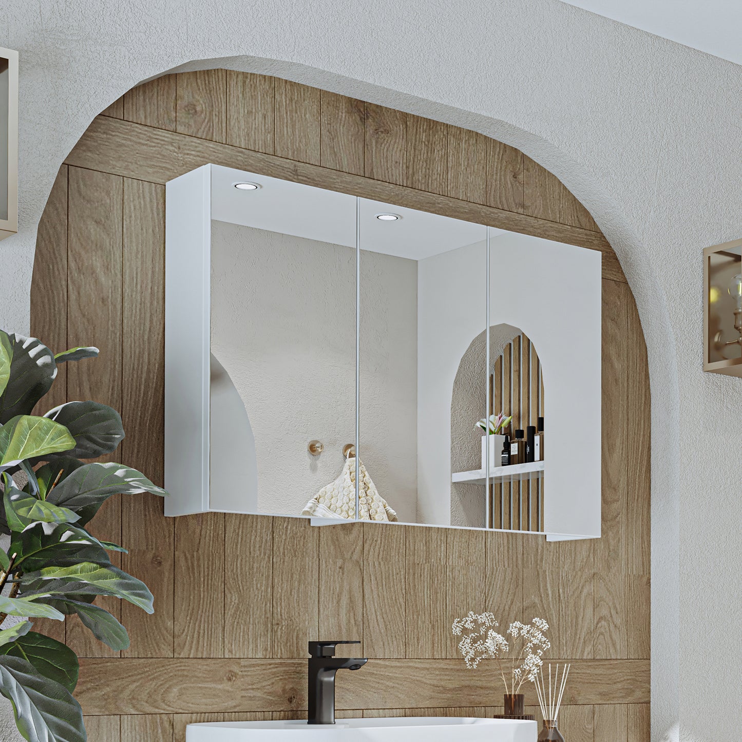 Roomart Badezimmerspiegelschrank "Gusto“ – 75/90/105 cm – in Weiß oder Eiche – moderner Badschrank mit Spiegel