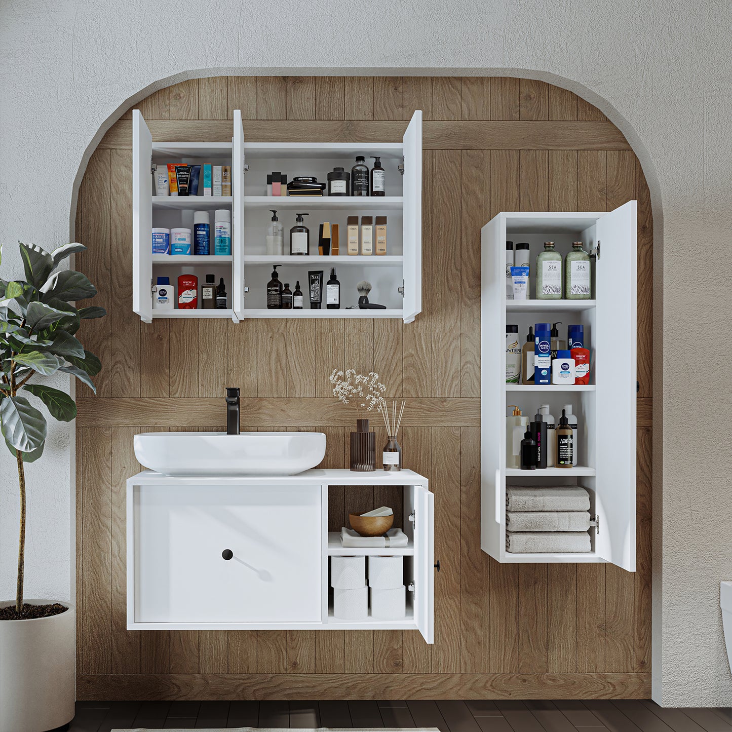 Roomart Badezimmermöbel Set GUSTO 90 cm 4 Teilig mit Keramik Waschbecken Roomart Badezimmermöbel Set GUSTO 90 cm 4 Teilig mit Keramik Waschbecken - badezimmerschrank, waschbecken, badezimmermöbel, badschrank, badezimmer, mit, unterschrank, badmöbel, set,