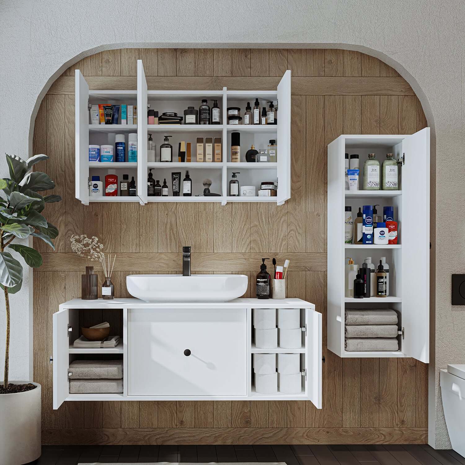 Dettagli per Roomart Set di mobili da bagno GUSTO 120 cm 4 pezzi con lavabo in ceramica Roomart Mobili da bagno - mobile da bagno, lavabo, mobili da bagno, mobile da bagno, bagno, con, vanità, mobili da bagno, set, lavabo, mobili