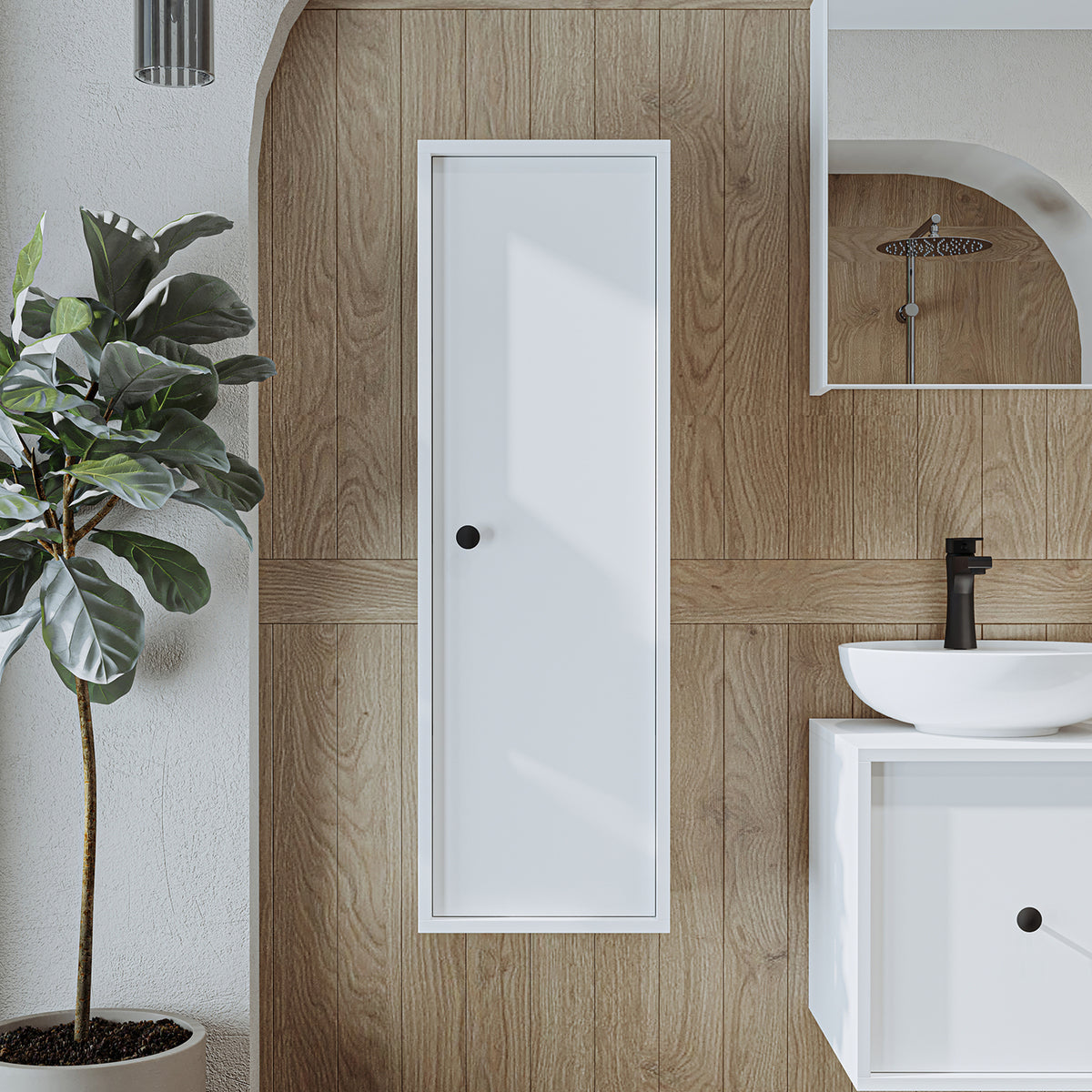 View details for Roomart Hochschrank „Gusto“ – moderner 110 cm Bad-Hängeschrank mit Softclose – Weiß, Eiche Roomart Hochschrank „Gusto“ – moderner 110 cm Bad-Hängeschrank mit Softclose – Weiß, Eiche- hochschrank, badezimmer, waschmaschinenschränke, küche