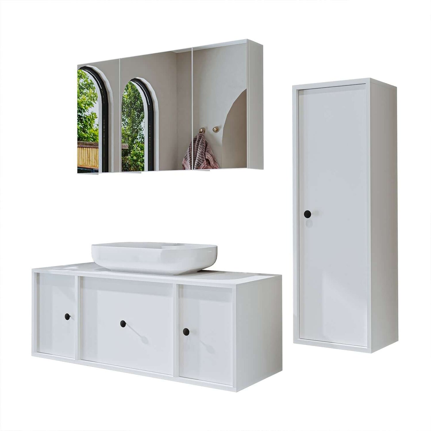 View details for Roomart Badezimmermöbel Set GUSTO 120 cm 4 Teilig mit Keramik Waschbecken Roomart Badezimmermöbel - badezimmerschrank, waschbecken, badezimmermöbel, badschrank, badezimmer, mit, unterschrank, badmöbel, set, waschtisch, möbe
