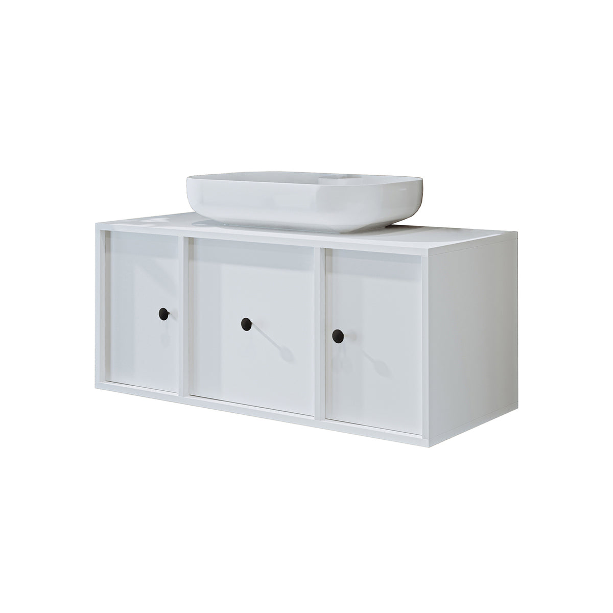 Roomart Badmöbel-Set GUSTO 105 cm, 4-teilig mit Keramik-Waschbecken und Spiegelschrank in 2 Farben