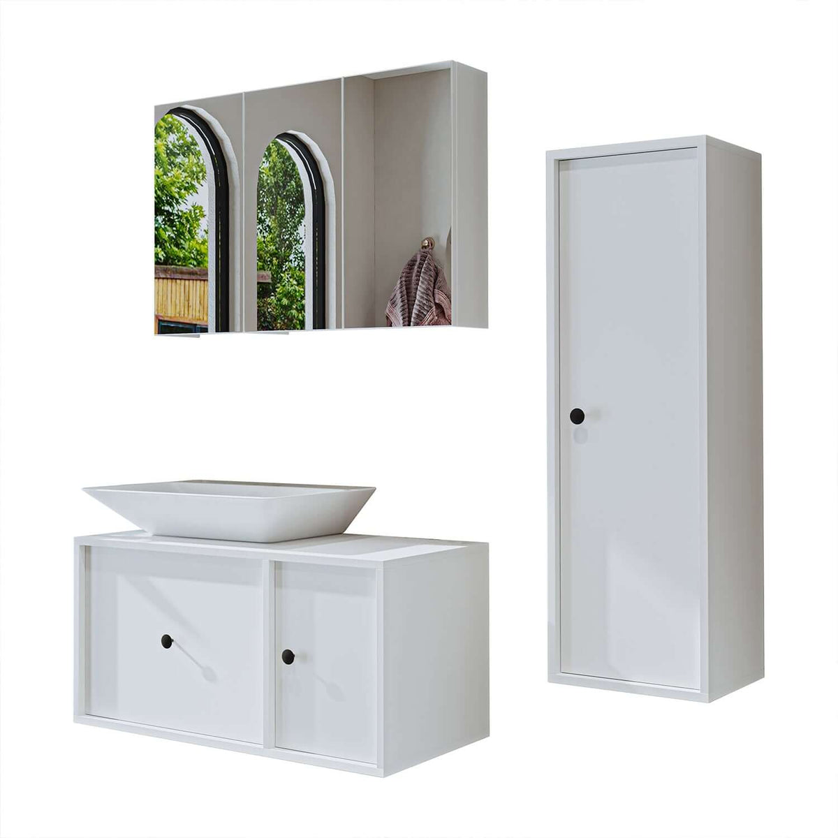 Roomart Badezimmermöbel Set GUSTO-ATL 90 cm - badezimmerschrank, waschbecken, badezimmermöbel, badschrank, badezimmer, mit, unterschrank, badmöbel, set, waschtisch, möbel, badezimmermãbel, bad, badezimmerschränke