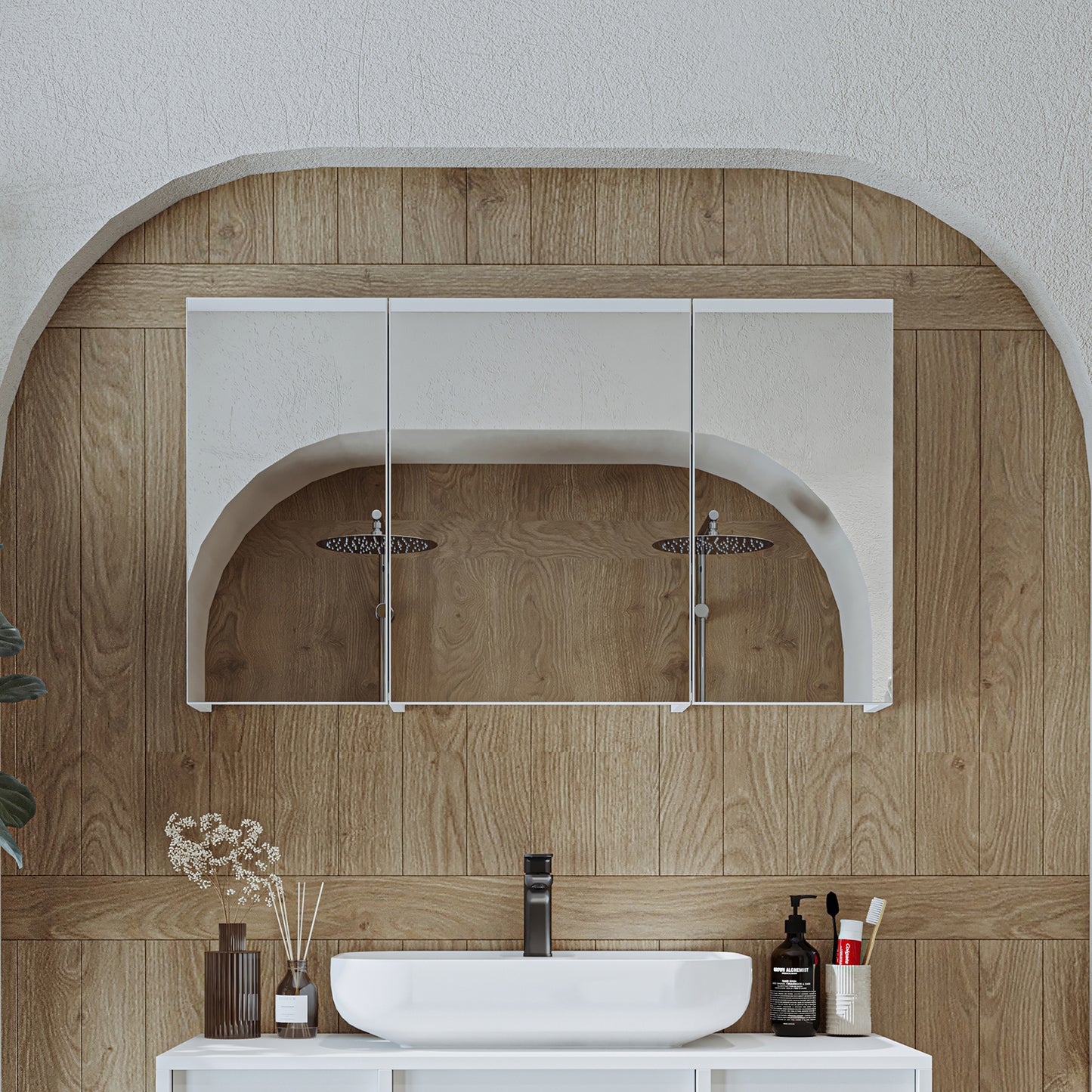 Roomart Badezimmerspiegelschrank "Gusto“ – 75/90/105 cm – in Weiß oder Eiche – moderner Badschrank mit Spiegel