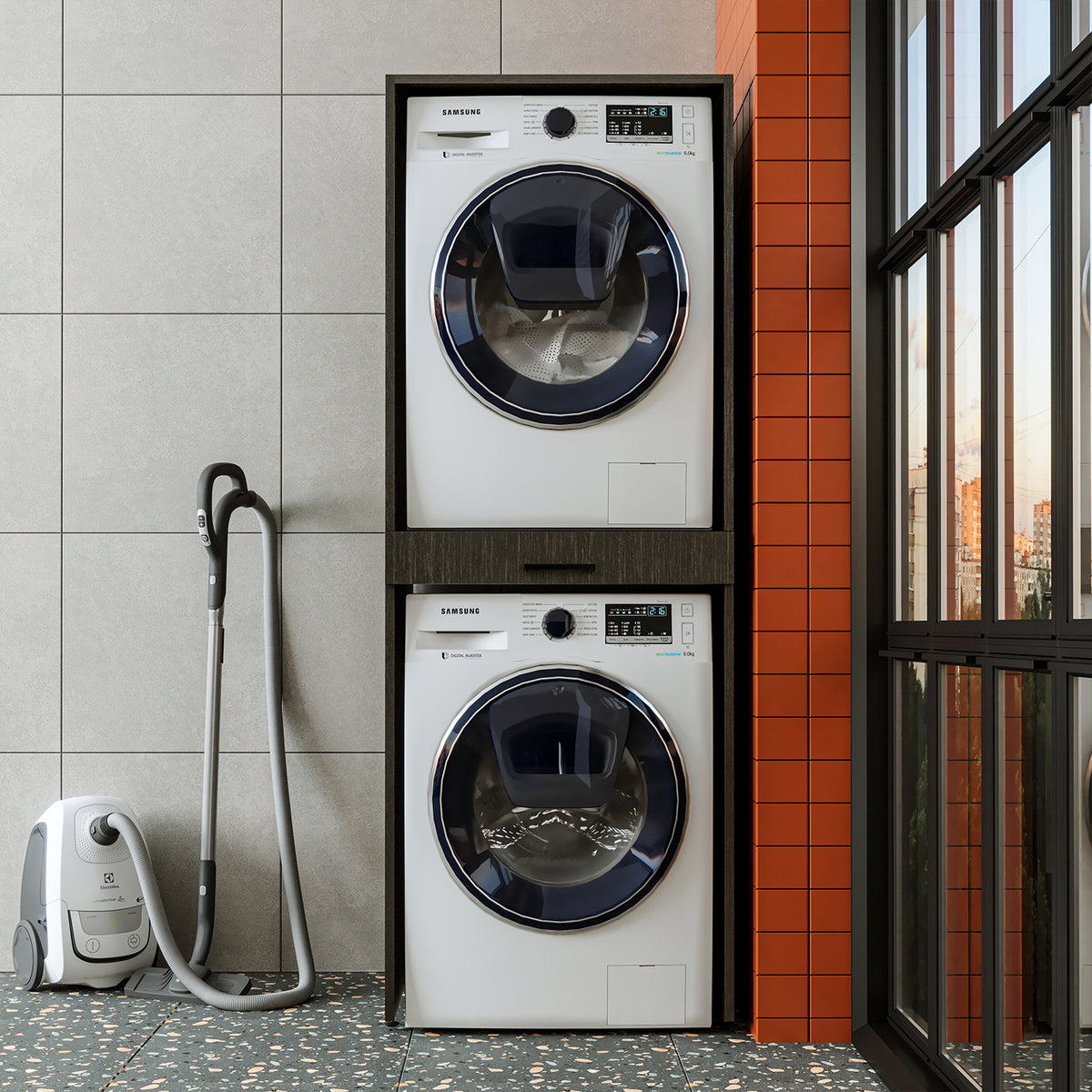 Roomart Waschmaschinenschrank DUO-I, 67 cm, für Waschmaschine und Trockner
