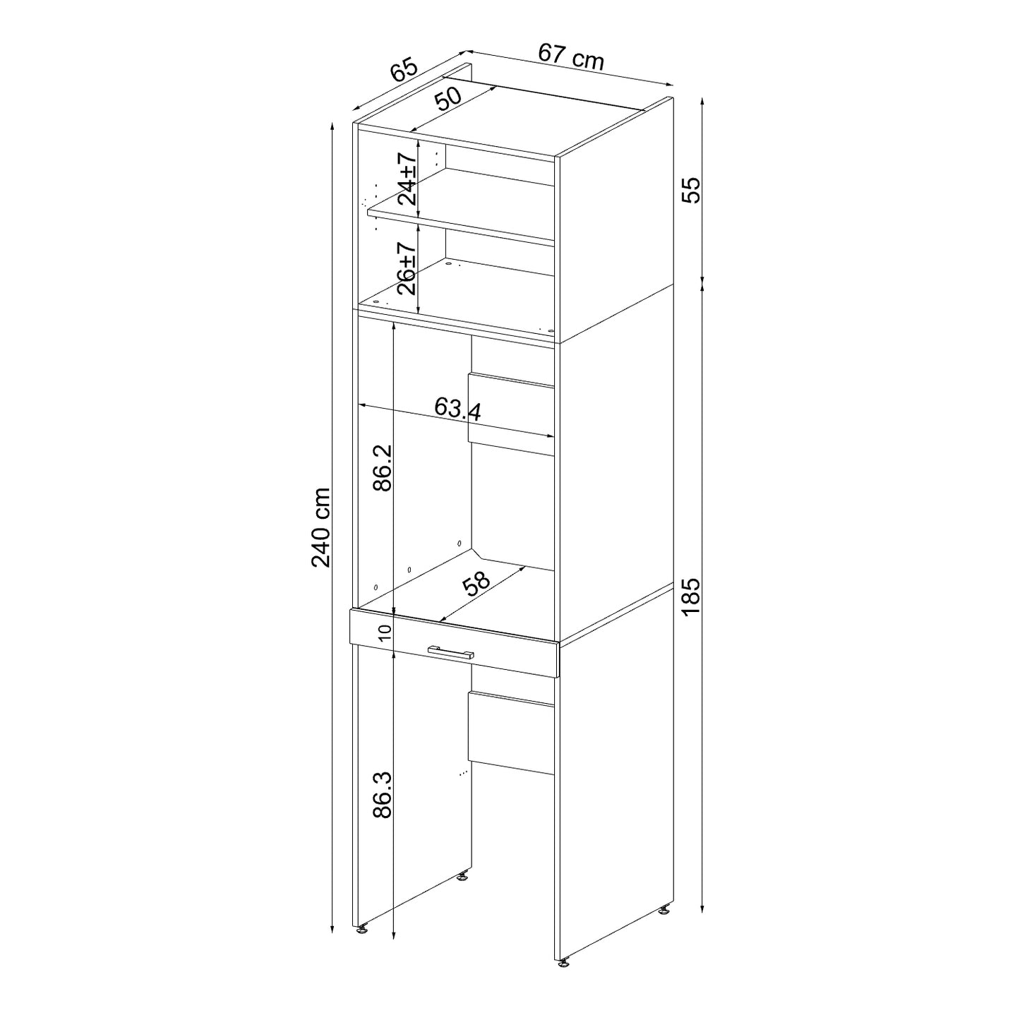 Roomart Waschmaschinenschrank für Trockner & Waschmaschine, in 3 Farben, mit Ausziehbrett • Weiß • Eiche • Schwarz Eiche