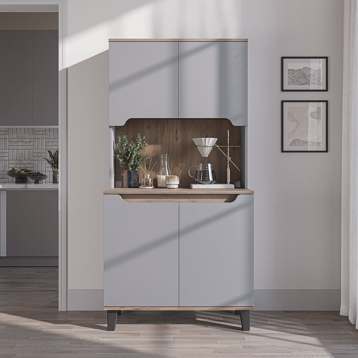 Roomart Küchenschrank DEFNE, 182 cm, mit offener Nische für Kaffeemaschine, in 5 Farben