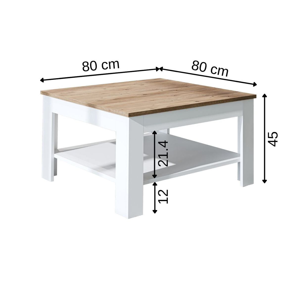 Roomart Couchtisch HELSINKI, 80 oder 110 cm, mit Ablageboden, in 4 Farben