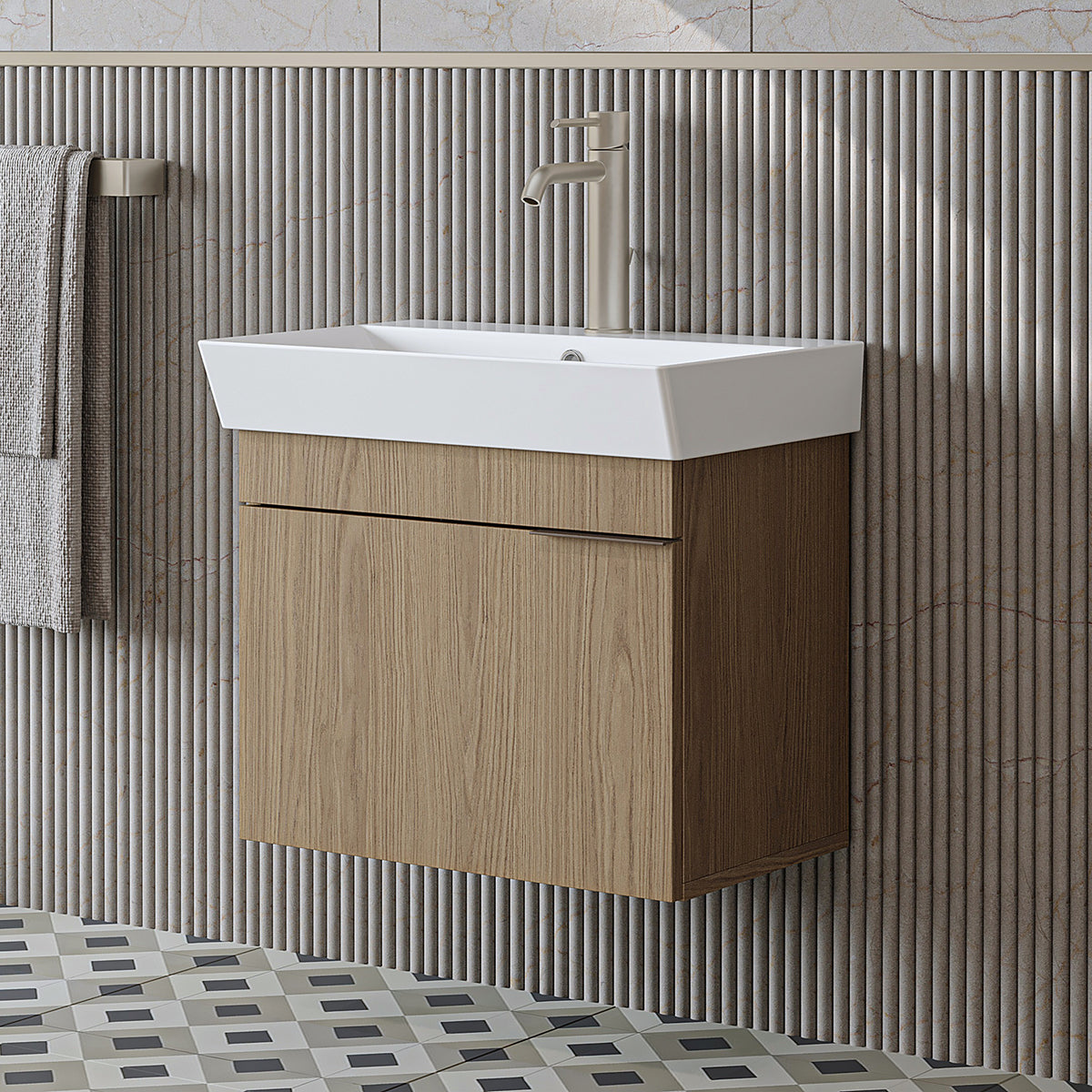 Roomart Badmöbel LYCIA 60 cm, Waschtisch mit Keramik-Waschbecken, in 4 Farben