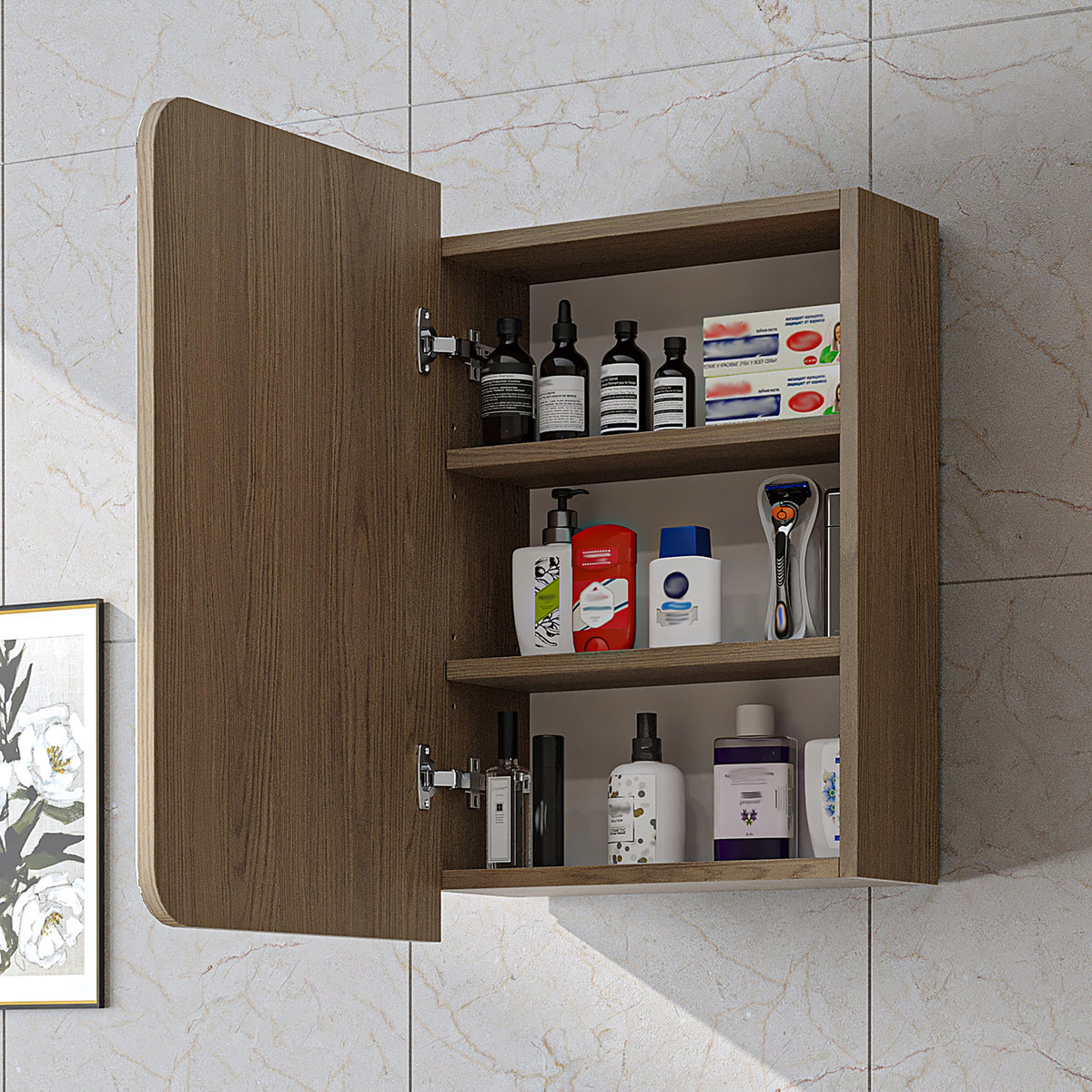 Roomart Badmöbel-Set LYCIA 60 cm, 4-teilig mit Spiegelschrank und Hochschrank, in 4 Farben