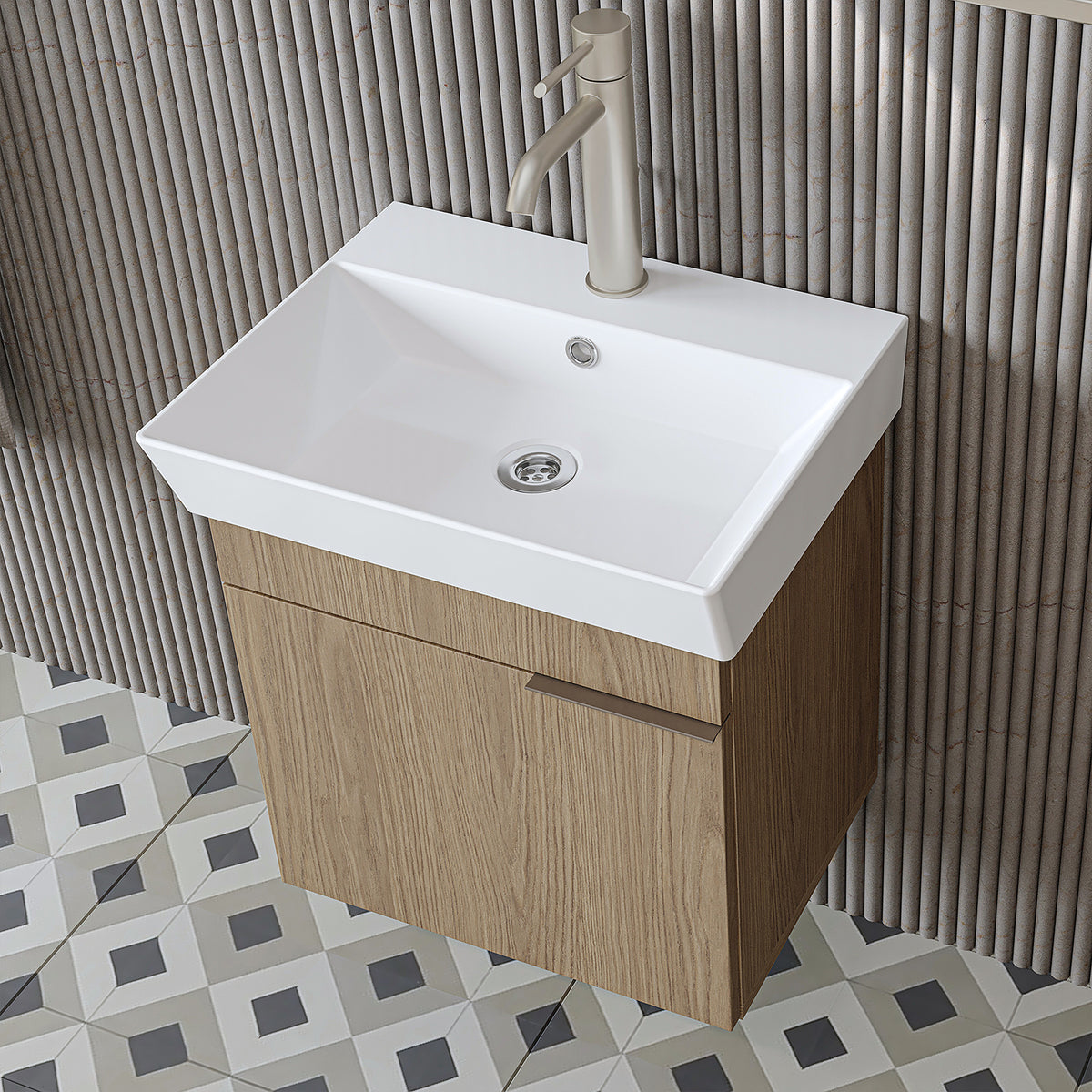 Keramik-Waschbecken des LYCIA Sets mit einem Hahnloch