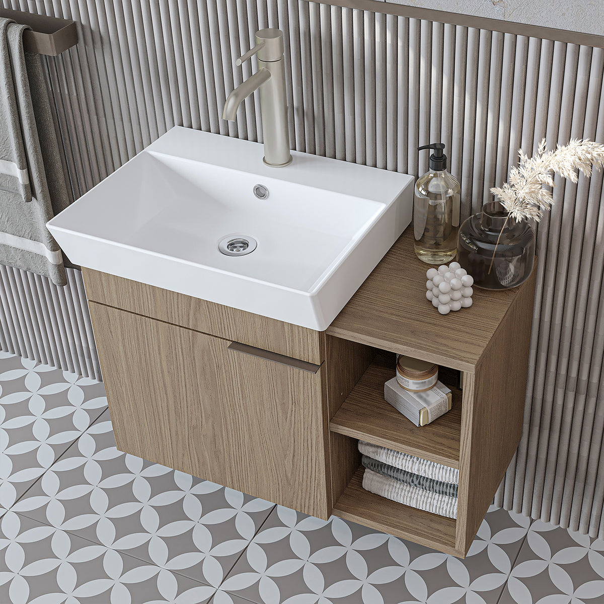 Roomart Badmöbel-Set LYCIA 72 cm, 4-teilig mit Spiegelschrank und Hochschrank, in 4 Farben