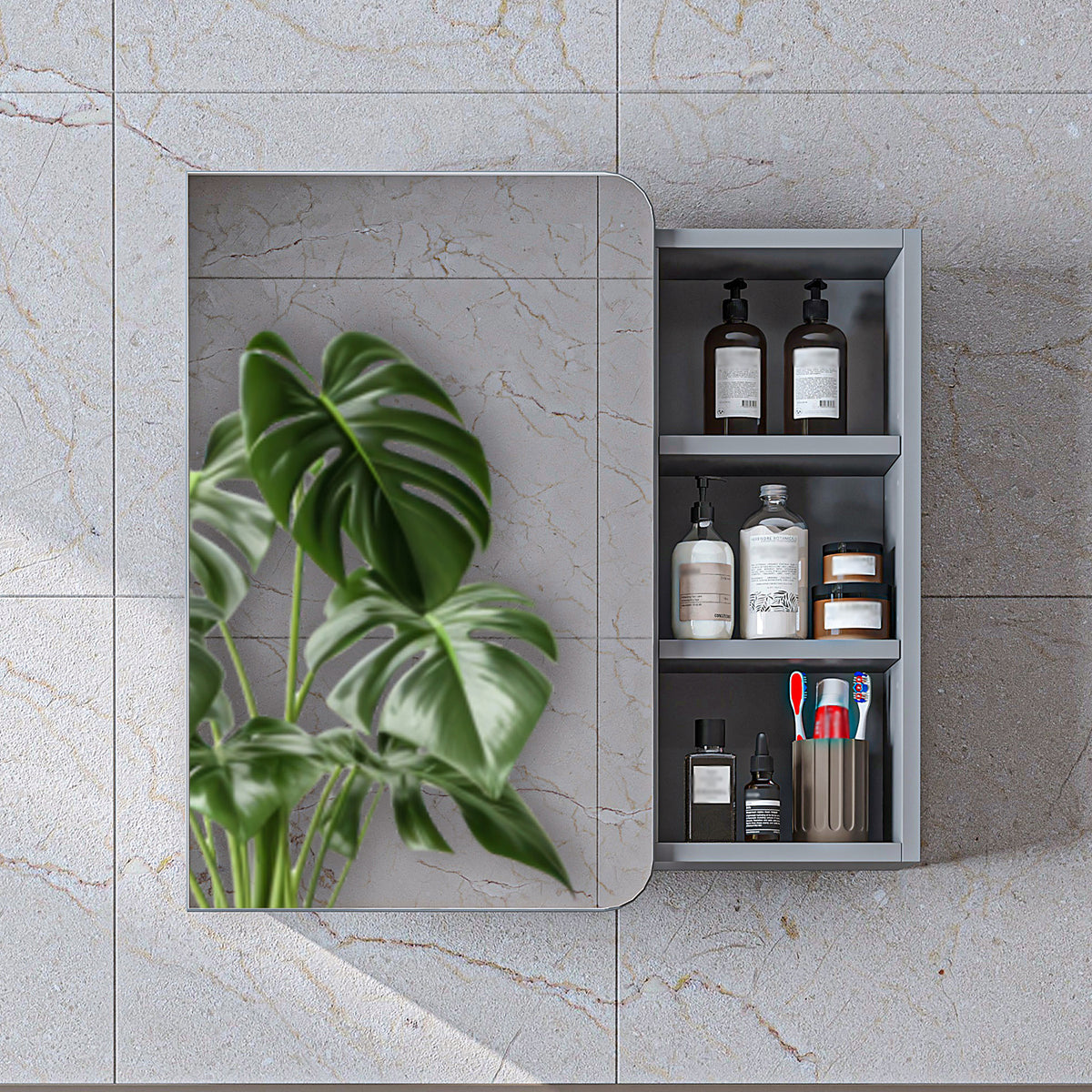 Roomart Bad Spiegelschrank LYCIA, 70 cm, mit Stauraum und offenen Fächern, in 4 Farben