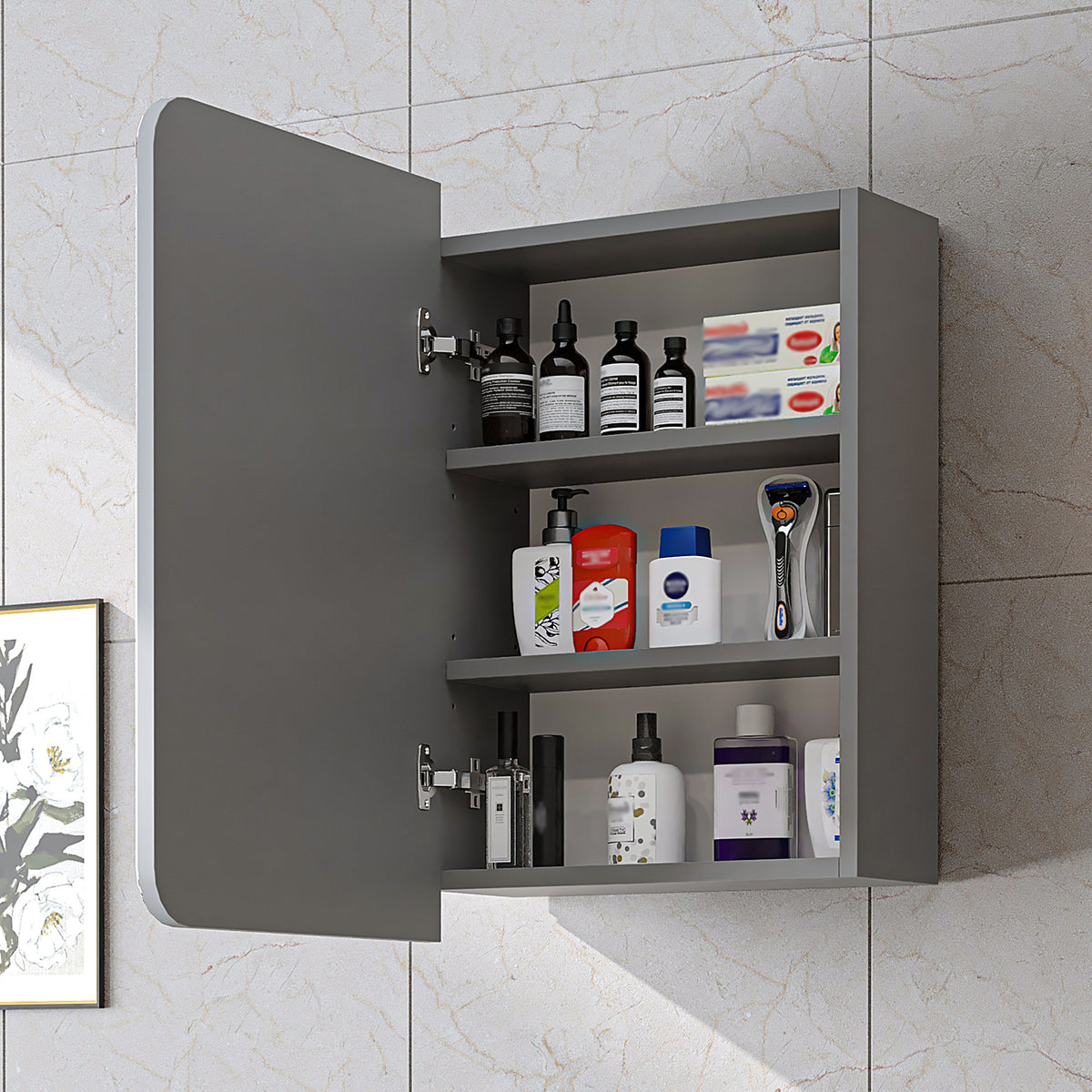 Roomart Bad Spiegelschrank LYCIA, 45 cm, mit Stauraum für Bad und Gäste-WC, in 4 Farben