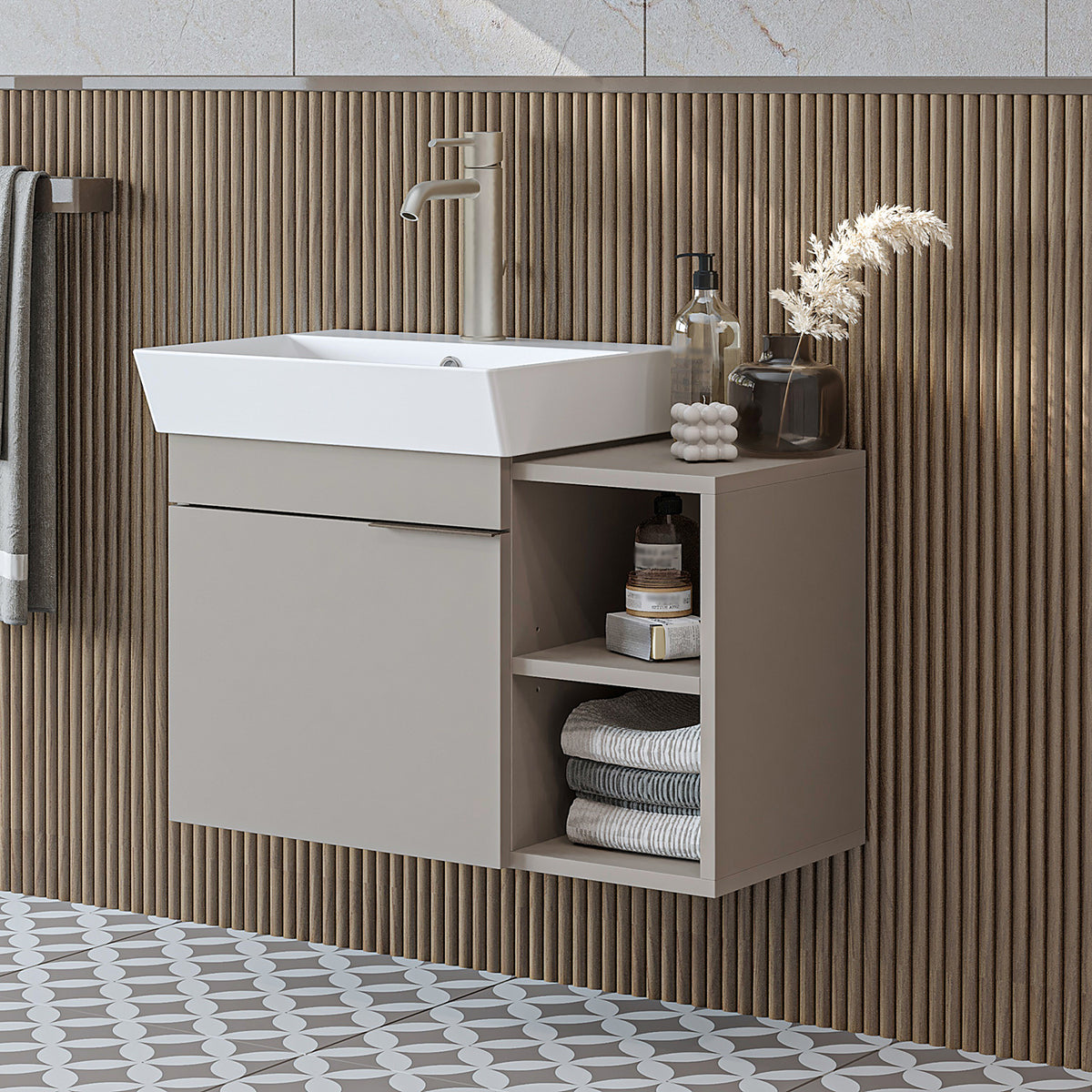 Roomart Badmöbel LYCIA 72 cm, Waschtisch mit Keramik-Waschbecken, in 4 Farben