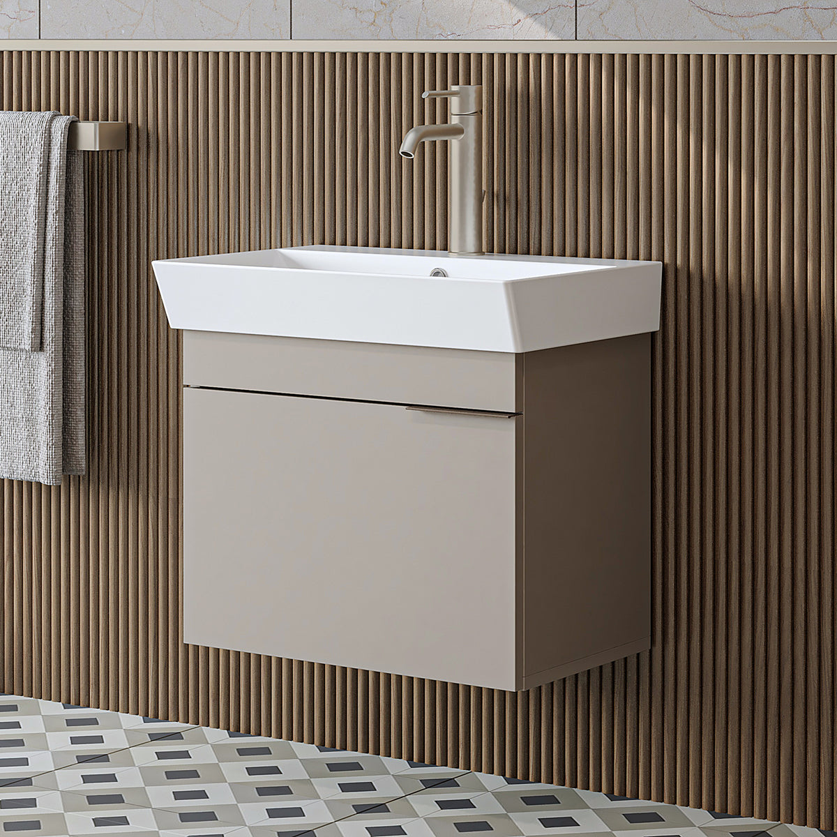 Roomart Badmöbel LYCIA 60 cm, Waschtisch mit Keramik-Waschbecken, in 4 Farben