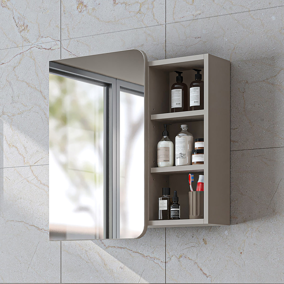 Roomart Badmöbel-Set LYCIA 72 cm, 4-teilig mit Spiegelschrank und Hochschrank, in 4 Farben