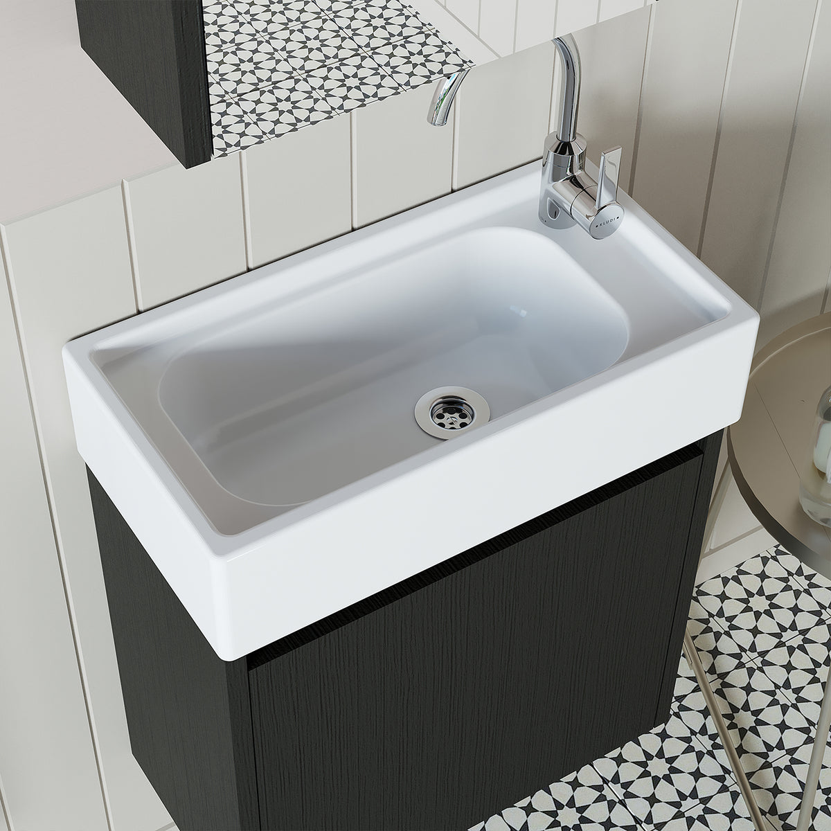 Roomart, mobile da bagno MINI con lavabo 50cm per WC ospiti in 5 colori - e, mobile a specchio, economico, set, mobili, senza, sifone, ceramica, set mobili bagno, set mobili bagno, stile casa di campagna, lavabo, lavabo, mobile bagno, lavabo da appoggio