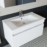 Roomart juego de muebles de baño ATRIA 3 piezas, en 4 colores, 85 cm mueble con lavabo de cerámica - armario con espejo