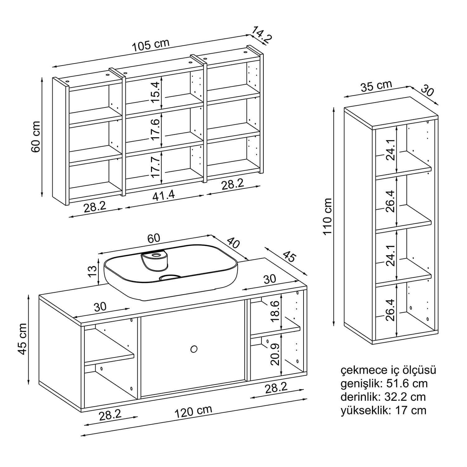 Dettagli per Roomart Set di mobili da bagno GUSTO 120 cm 4 pezzi con lavabo in ceramica Roomart Mobili da bagno - mobile da bagno, lavabo, mobili da bagno, mobile da bagno, bagno, con, vanità, mobili da bagno, set, lavabo, mobili