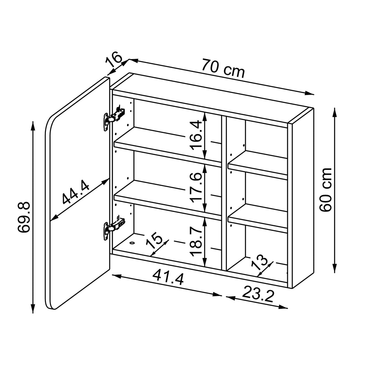 Roomart Badmöbel-Set LYCIA 72 cm, 4-teilig mit Spiegelschrank und Hochschrank, in 4 Farben