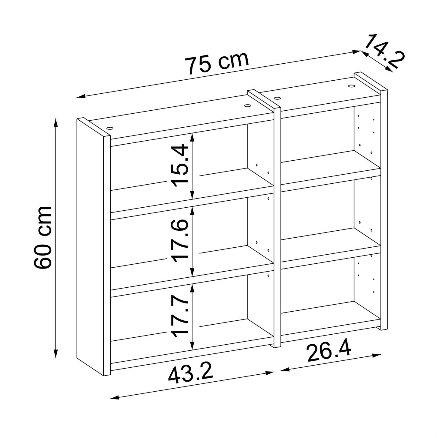 Roomart Badezimmerspiegelschrank "Gusto“ – 75/90/105 cm – in Weiß oder Eiche – moderner Badschrank mit Spiegel