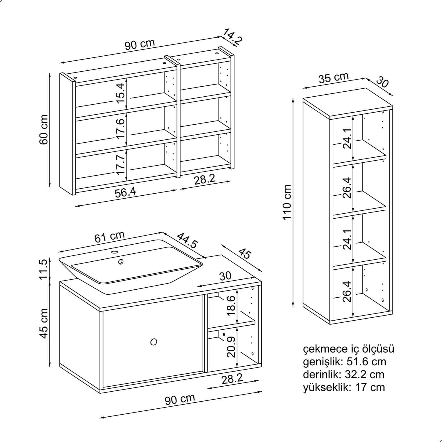 Roomart Zestaw mebli łazienkowych GUSTO-ATL 90 cm - szafka łazienkowa, umywalka, meble łazienkowe, szafka łazienkowa, łazienka, z, szafka podumywalkowa, meble łazienkowe, zestaw, umywalka, meble, meble łazienkowe, łazienka, szafki łazienkowe