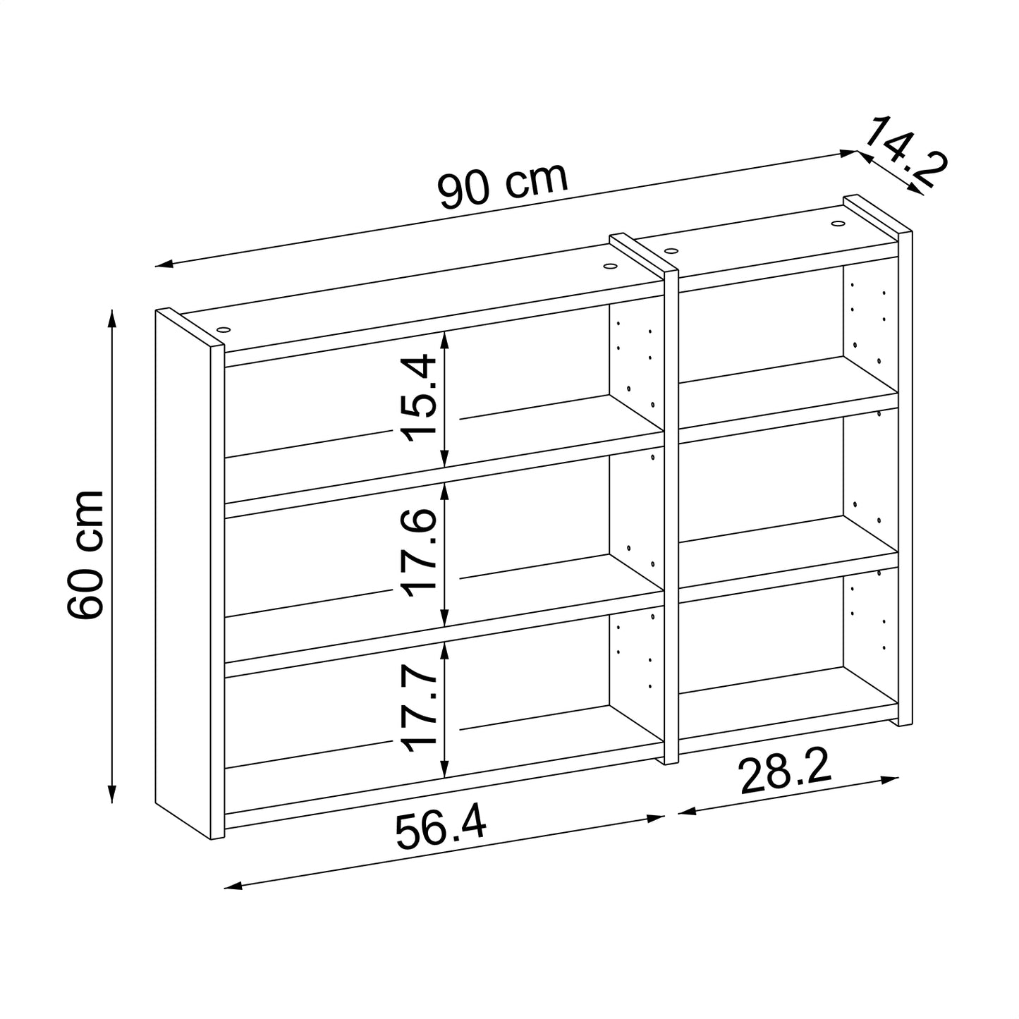 Roomart Badezimmerspiegelschrank "Gusto“ – 75/90/105 cm – in Weiß oder Eiche – moderner Badschrank mit Spiegel