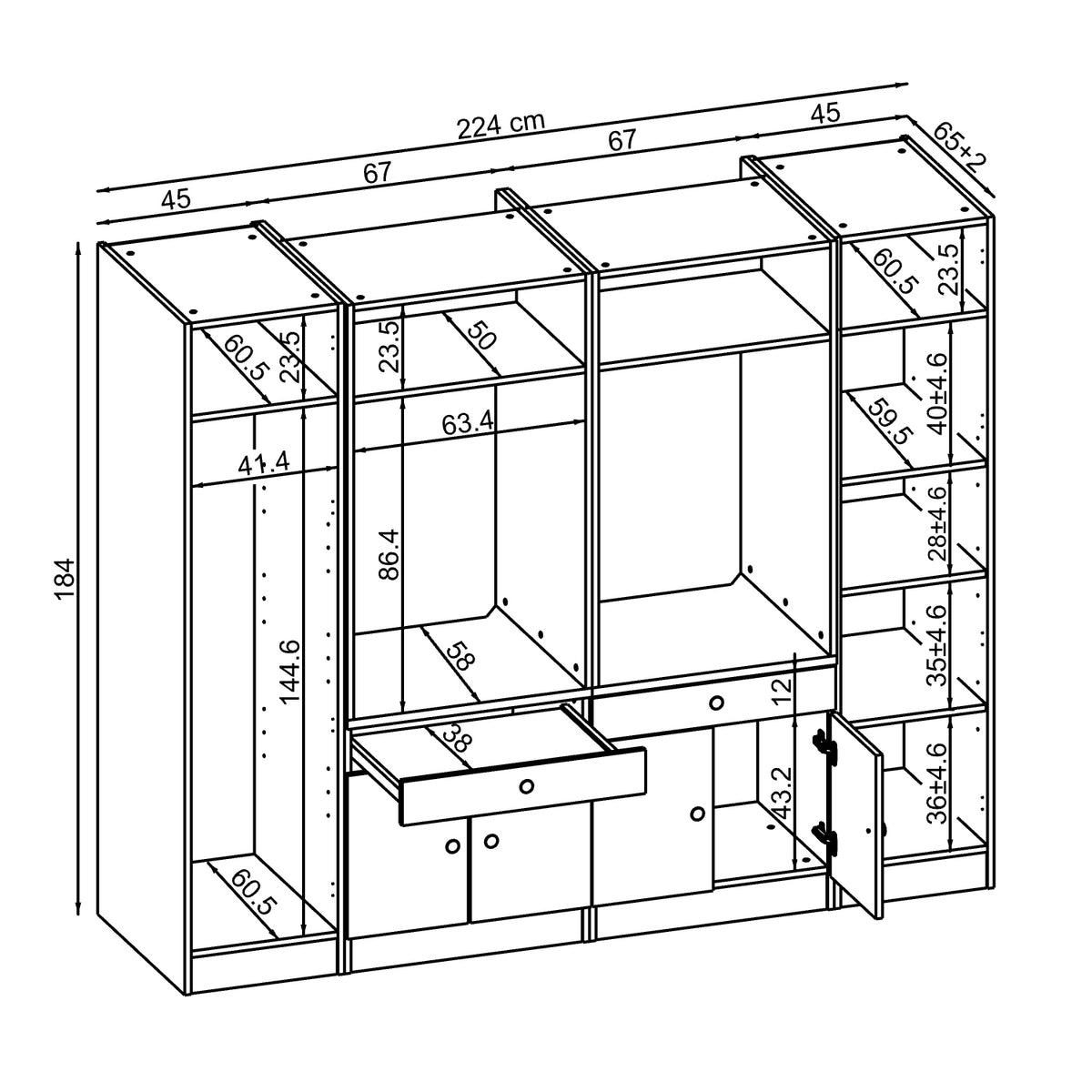 Ver detalles de Roomart Armario para lavadora y mueble alto para lavadero y cuarto de servicio - 224 cm de ancho - con práctico estante extraíble - disponible en blanco, roble o roble negro Roomart Armario para lavadora y mueble alto para lavadero y cuarto de servicio - 224 cm de ancho - con práctico estante extraíble - disponible en blanco, roble o roble negro