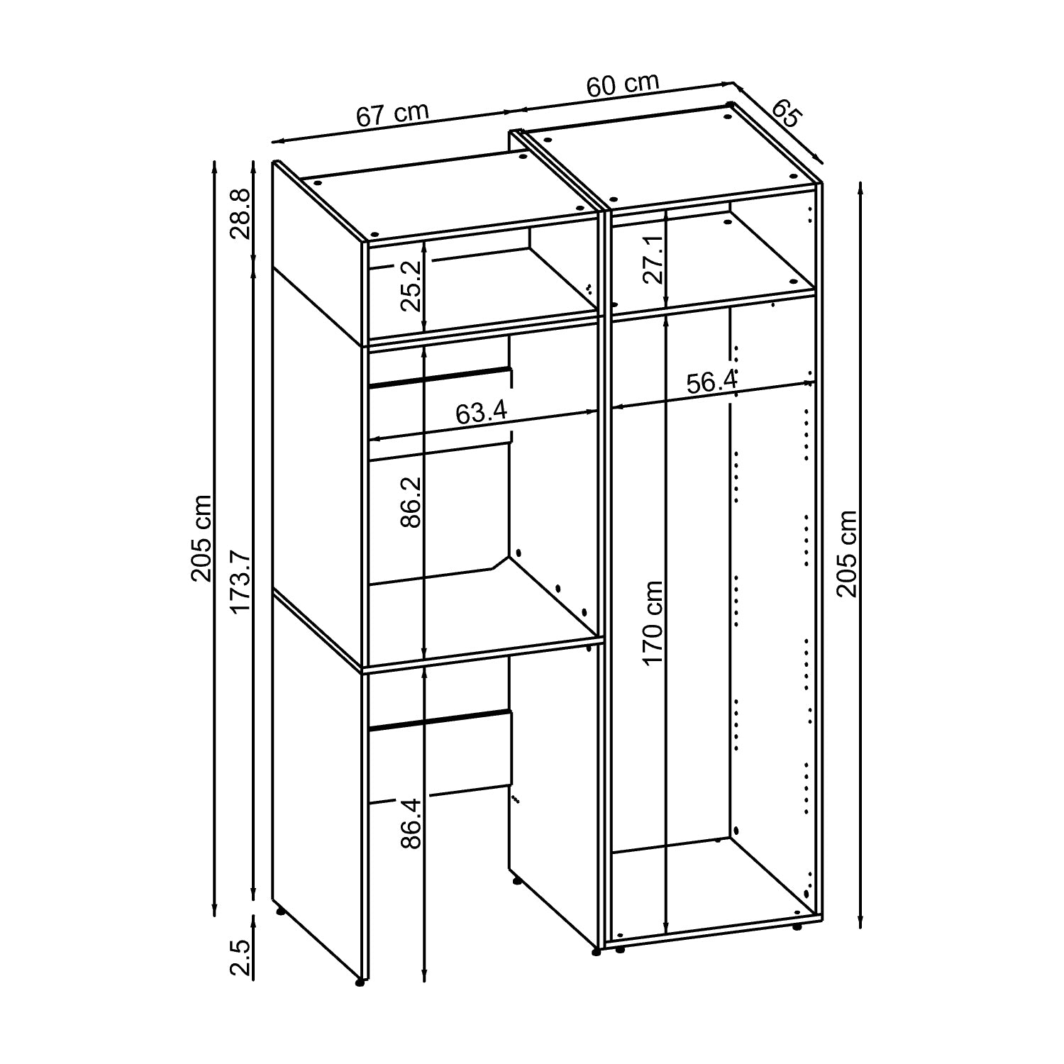 Roomart DUO Waschmaschinenschrank Trockner auf Waschmaschine • 127 cm breit • Weiß, Eiche Waschmaschinenschrank - waschmaschinenschrank, waschmaschinenregal, waschturm, schrank, weiß, waschmaschinen, unterschrank, waschmaschine, trockner, haushaltsschrank