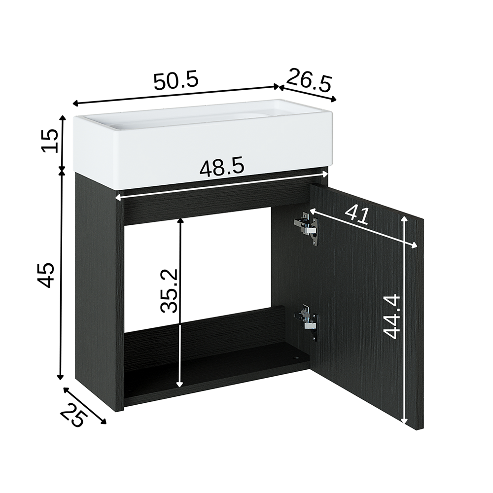 Badmöbelset • 50cm • Unterschrank mit Waschbecken • Badezimmer Möbel • Gäste WC
