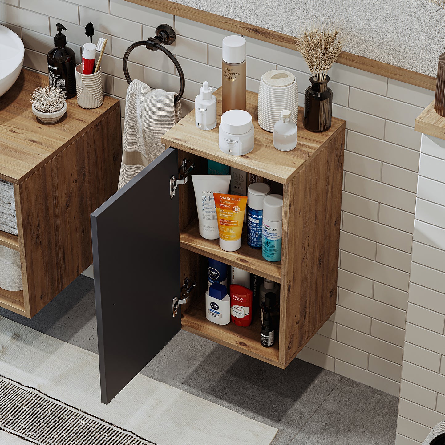 Roomart Badezimmermöbel Set LOTUS 75 cm 4 Teilig mit Keramik Waschbecken - badezimmerschrank, waschbecken, badezimmermöbel, badschrank, badezimmer, mit, unterschrank, badmöbel, set, waschtisch, möbel, badezimmermãbel, bad, badezimmerschränke, schmal, schm