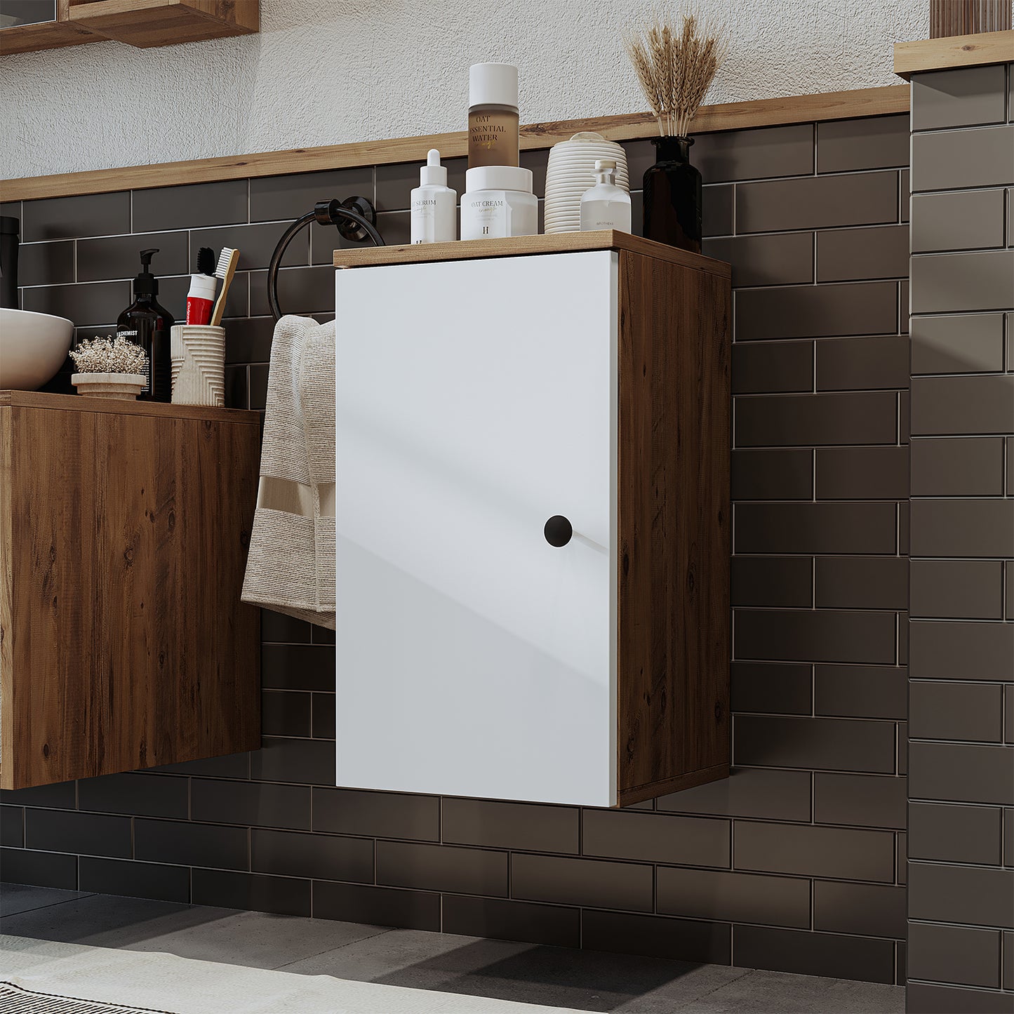 Roomart Badezimmermöbel Set LOTUS 75 cm 4 Teilig mit Keramik Waschbecken - badezimmerschrank, waschbecken, badezimmermöbel, badschrank, badezimmer, mit, unterschrank, badmöbel, set, waschtisch, möbel, badezimmermãbel, bad, badezimmerschränke, schmal, schm