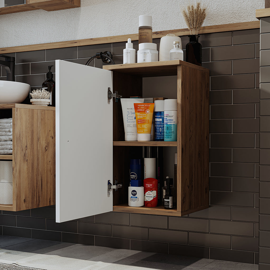 Roomart Seitenschrank „LOTUS“ – moderner Bad-Hängeschrank mit Softclose, 150 cm, 90 cm, 60 cm – in Anthrazit-Eiche, Eiche oder Weiß-Eiche -  Badmöbel - Hängeschrank, wand,  hochschrank, hochschrank weiß, 60 cm breit, küche, waschküche, wohnzimmer, schmal,