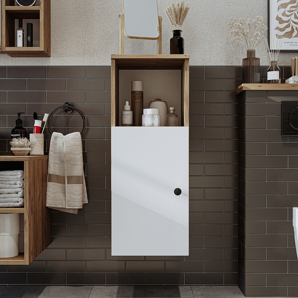 Roomart Badezimmermöbel Set LOTUS 95 cm 4 Teilig mit Keramik Waschbecken - badezimmerschrank, waschbecken, badezimmermöbel, badschrank, badezimmer, mit, unterschrank, badmöbel, set, waschtisch, möbel, badezimmermãbel, bad, badezimmerschränke, schmal, schm