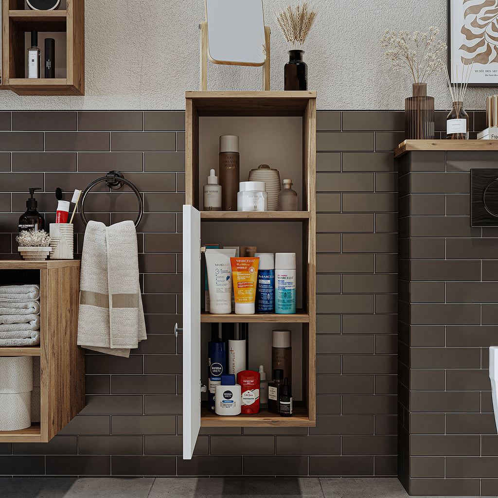 Roomart, Badezimmer Waschmaschinenschrank ATRIA, Waschmaschinenunterschrank, BHT: 70x 90 x 69 cm, in Weiß-Eiche, Eiche, Anthrazit Eiche, Weiß waschmaschinenschrank, waschmaschinenregal, waschturm, schrank, weiß, waschmaschinen, unterschrank, waschmaschine