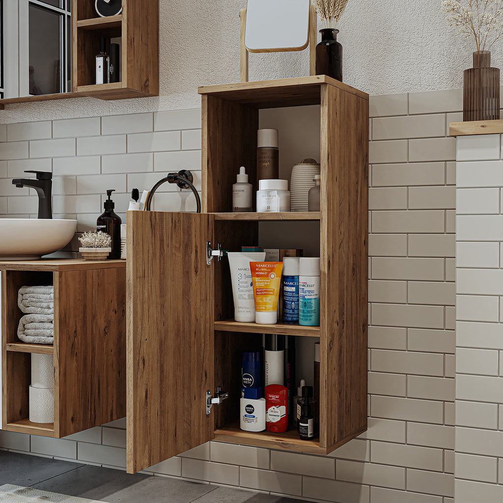 Roomart, Badezimmer Waschmaschinenschrank ATRIA, Waschmaschinenunterschrank, BHT: 70x 90 x 69 cm, in Weiß-Eiche, Eiche, Anthrazit Eiche, Weiß waschmaschinenschrank, waschmaschinenregal, waschturm, schrank, weiß, waschmaschinen, unterschrank, waschmaschine