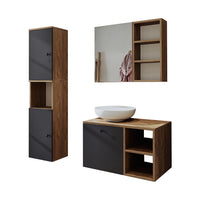 Roomart Badezimmermöbel Set LOTUS 75 cm 4 Teilig mit Keramik Waschbecken - badezimmerschrank, waschbecken, badezimmermöbel, badschrank, badezimmer, mit, unterschrank, badmöbel, set, waschtisch, möbel, badezimmermãbel, bad, badezimmerschränke, schmal, schm