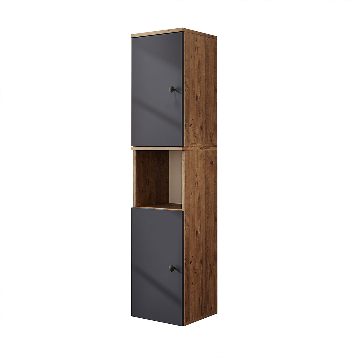 Roomart Seitenschrank „LOTUS“ – moderner Bad-Hängeschrank mit Softclose, 150 cm, 90 cm, 60 cm – in Anthrazit-Eiche, Eiche oder Weiß-Eiche - Badmöbel - Hängeschrank, wand, hochschrank, hochschrank weiß, 60 cm breit, küche, waschküche, wohnzimmer, schmal,