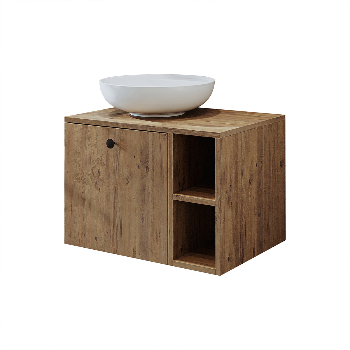 Roomart Badezimmermöbel LOTUS 65 cm – Keramik Waschbecken &/oder Unterschrank – Modernes Design – Varianten wählbar – Weiß-Eiche, Eiche oder Anthrazit-Eiche - badezimmerschrank, waschbecken, badezimmermöbel, badschrank, badezimmer, mit, unterschrank, badm