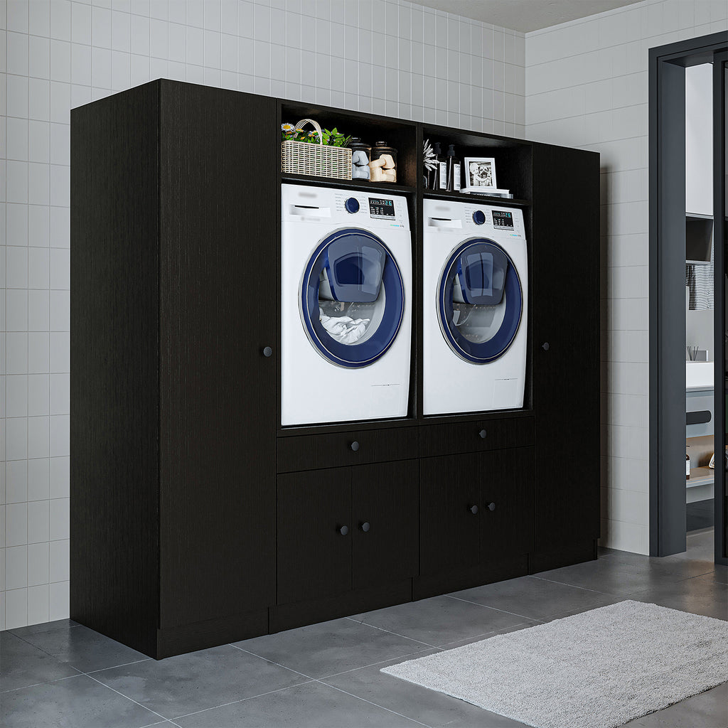 View details for Roomart Washing machine cabinet & wall unit for laundry room and utility room - 224 cm wide - with practical pull-out shelf - available in white, oak or black oak Roomart Washing machine cabinet & wall unit for laundry room and utility room - 224 cm wide - with practical pull-out shelf - available in white, oak or black oak