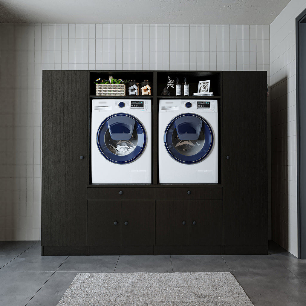 View details for Roomart Washing machine cabinet & wall unit for laundry room and utility room - 224 cm wide - with practical pull-out shelf - available in white, oak or black oak Roomart Washing machine cabinet & wall unit for laundry room and utility room - 224 cm wide - with practical pull-out shelf - available in white, oak or black oak