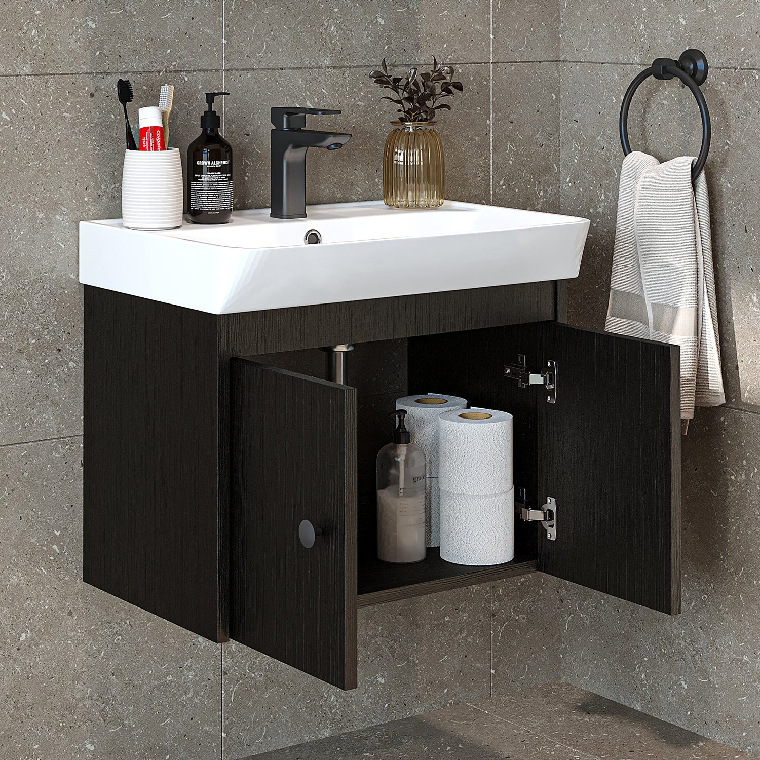 Bathroom furniture set - ADA - Vanity unit with washbasin - Mirror cabinet - Side cabinet - Bathroom furniture - bathroom cabinet, washbasin, bathroom furniture, bathroom cabinet, bathroom, with, vanity unit, bathroom furniture, set, washbasin, furniture, bathroom, bathroom
