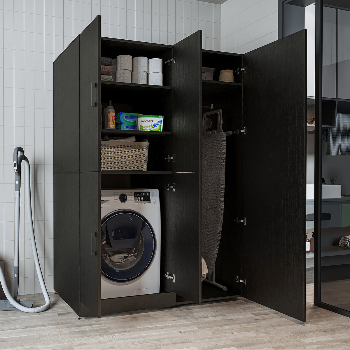 Roomart Waschmaschinenschrank DORA-II, 130 cm, für Waschmaschine und Trockner, in 5 Farben
