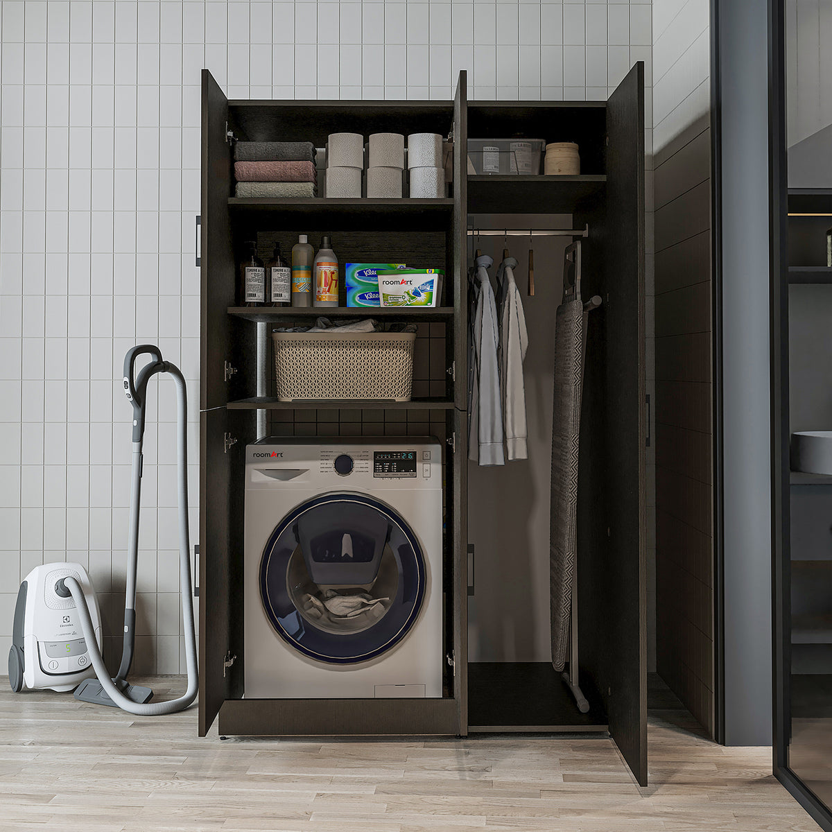 Roomart Waschmaschinenschrank DORA-II, 115 cm, für Waschmaschine und Trockner, in 5 Farben