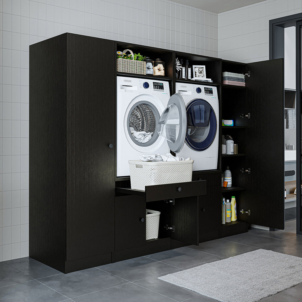 View details for Roomart Washing machine cabinet & wall unit for laundry room and utility room - 224 cm wide - with practical pull-out shelf - available in white, oak or black oak Roomart Washing machine cabinet & wall unit for laundry room and utility room - 224 cm wide - with practical pull-out shelf - available in white, oak or black oak