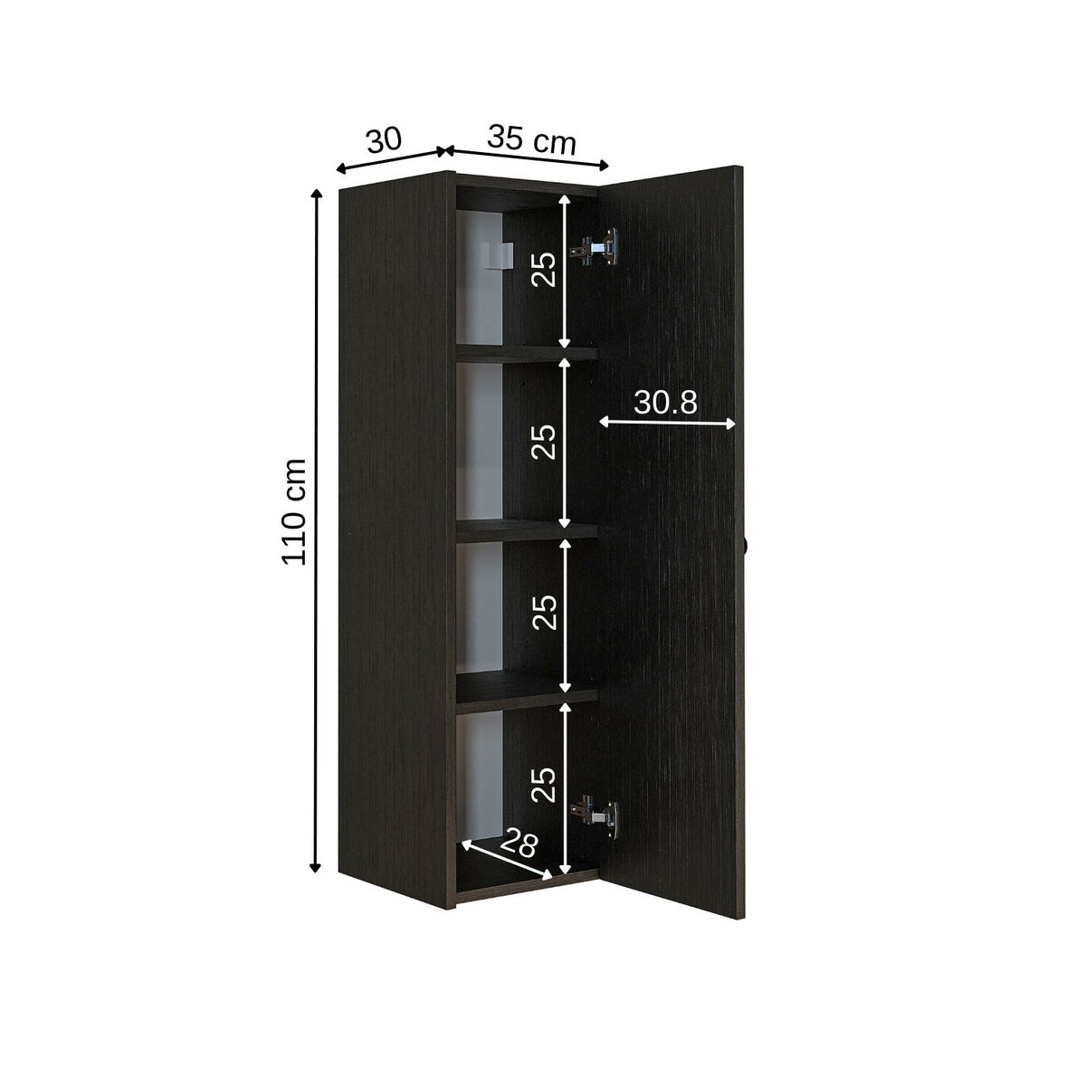 Roomart 4-teiliges Badmöbel-Set ADA, 60 cm, mit Waschbecken und Hochschrank, in 5 Farben