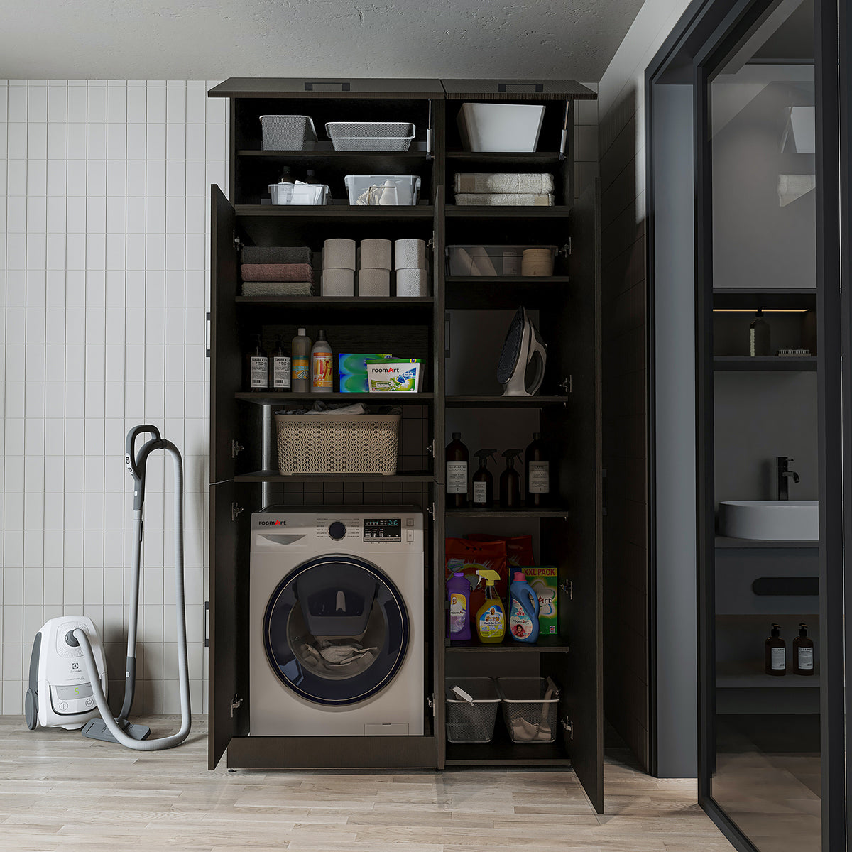 Roomart Waschmaschinenschrank DORA-II, 115 cm, für Waschmaschine und Trockner, in 5 Farben